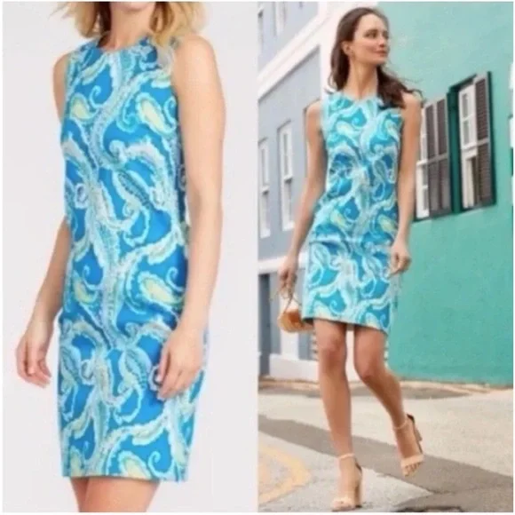J. McLaughlin Blue Paisley Sleeveless Sheath Dress - Picture 1 of 7